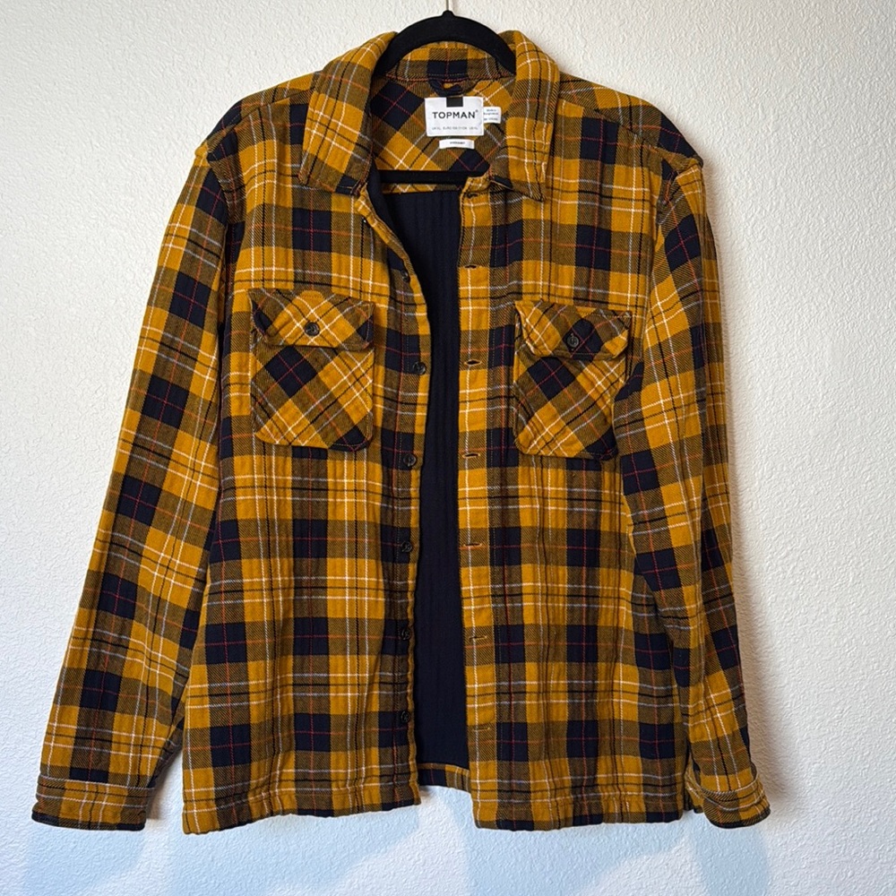 Topman Men's Yellow Plaid “Overshirt”